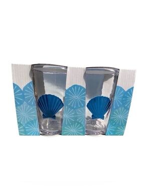 Sea Shell Acrylic Drinkware Tumblers Drinking Glasses Set of 2 New Sigrid Olsen